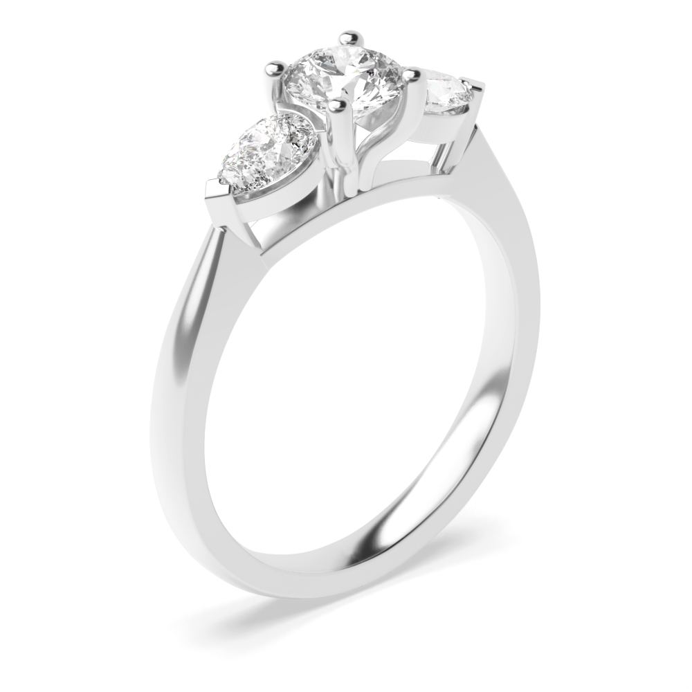 Round Trilogy Diamond Rings 4 Prong Setting Platinum