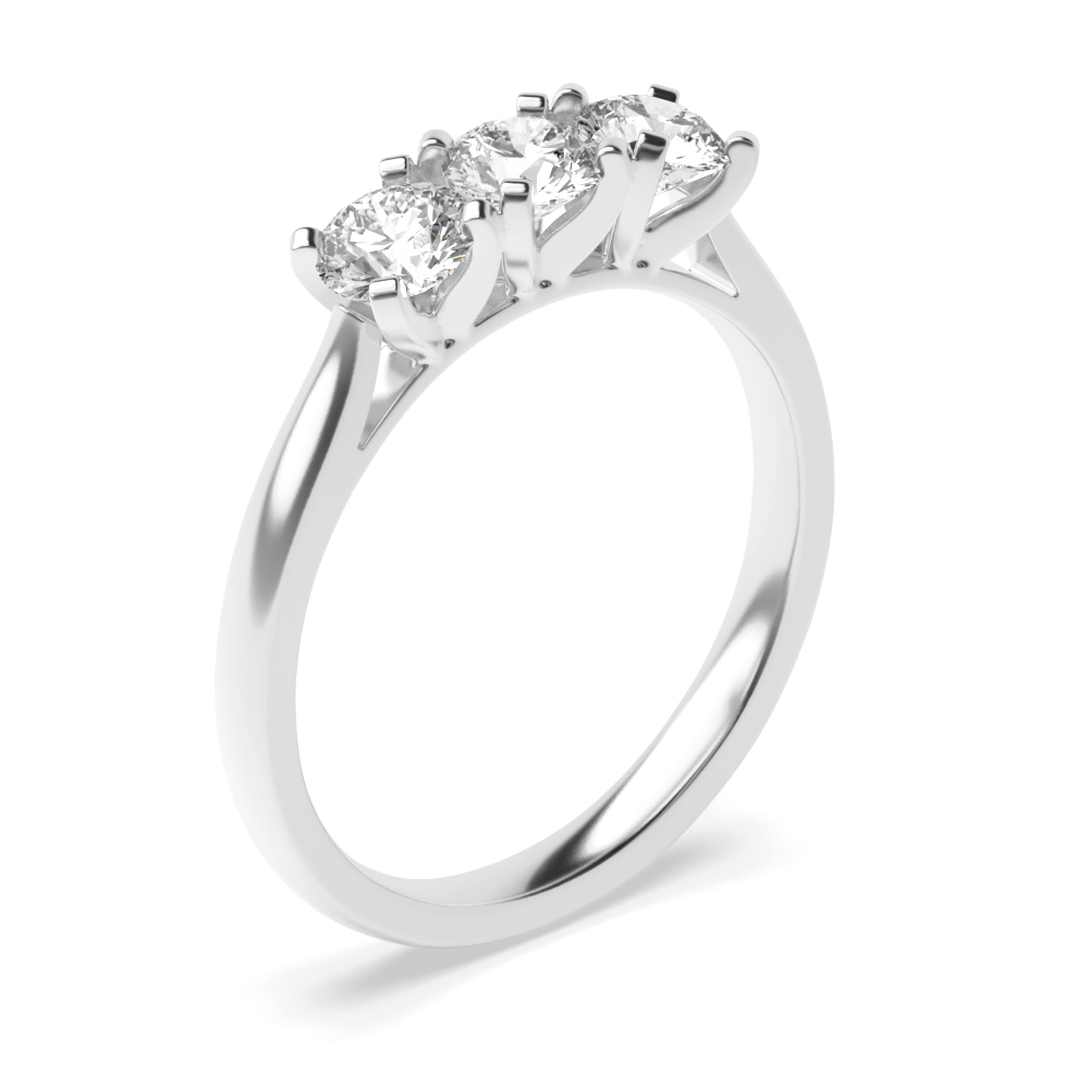 Round Trilogy Diamond Rings 4 Prong Set in Platinum