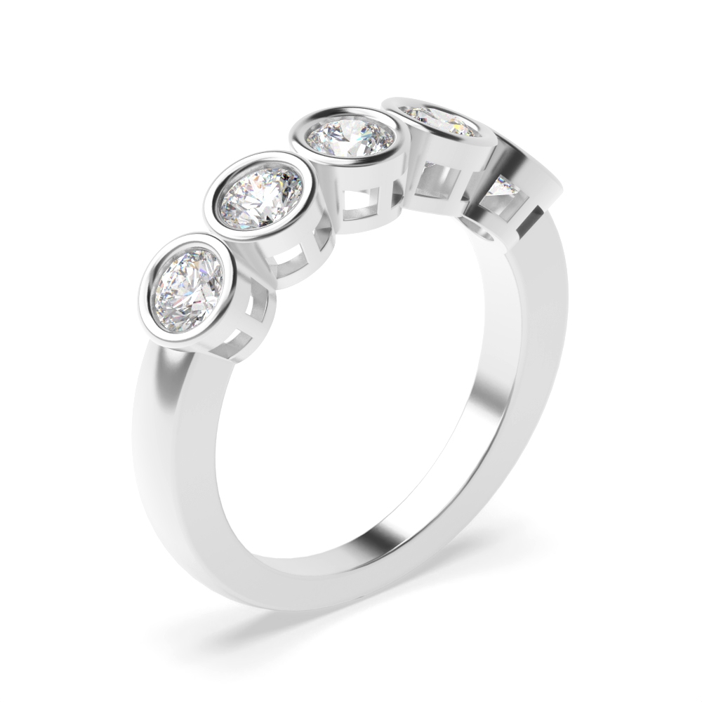Five Stone Diamond Ring Full Bezel Setting In Gold