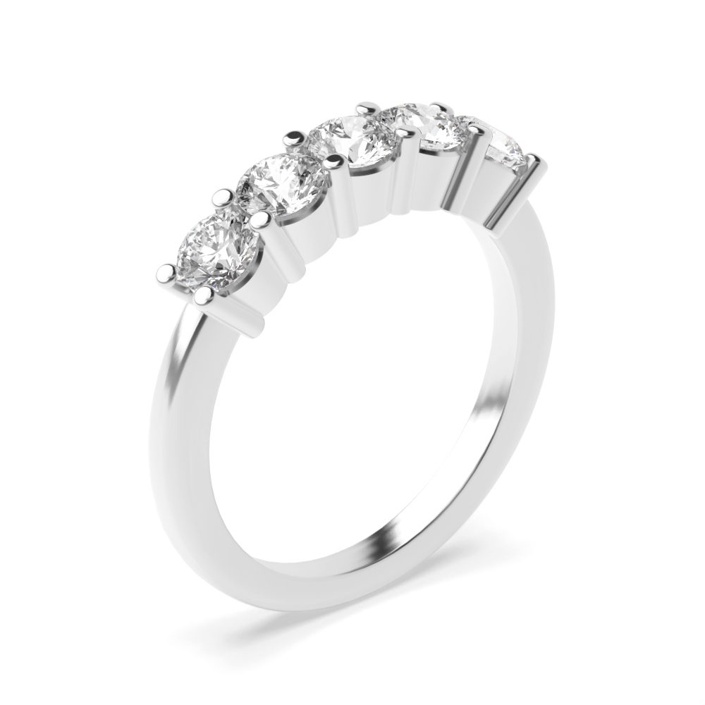 4 Prong Setting Five Stone Diamond Ring In Rose Gold, Platinum