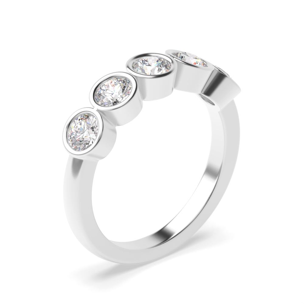 Full Bezel Setting Five Stone Diamond Ring In Rose / White/ Yellow Gold