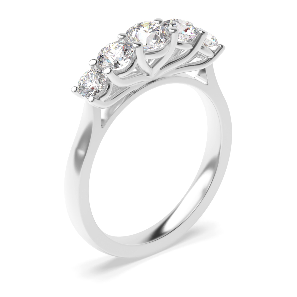 Prong Setting Five Stone Diamond Ring In Gold, Platinum &amp; Different Carats