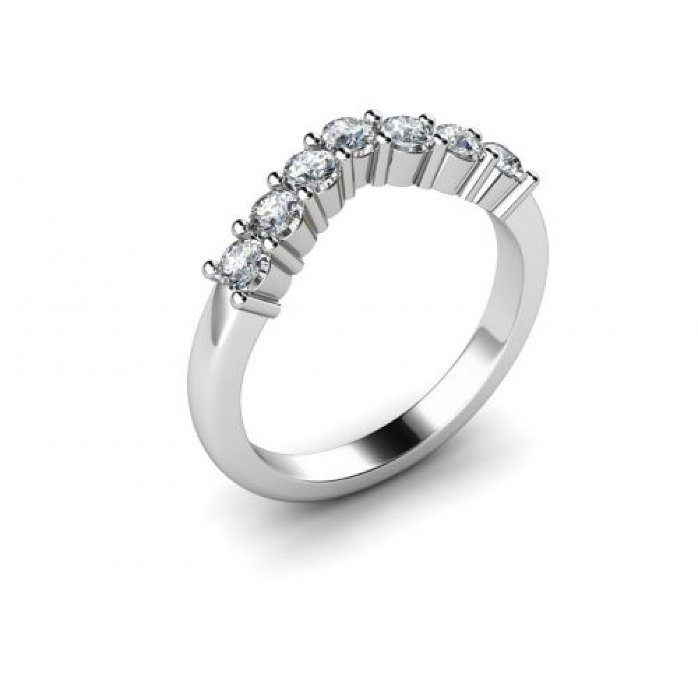 4 Prong Setting Seven Stone Diamond Ring Rose Gold