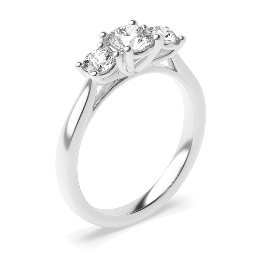 Prong Setting Round Trilogy Diamond Engagement Ring in Rose gold