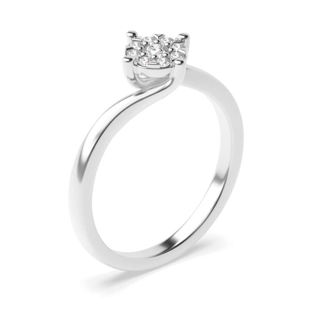 4 Prong Twisted Setting Diamond Cluster Engagement Rings (4.5mm, 5.0mm, 6.5mm)