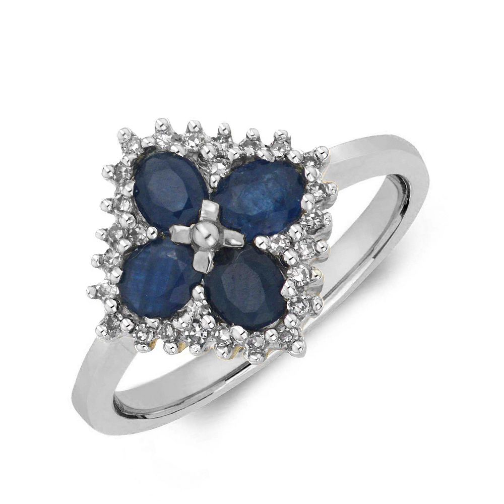 Gemstone Ring With 0.75ct Oval Shape Blue Sapphire and Diamonds