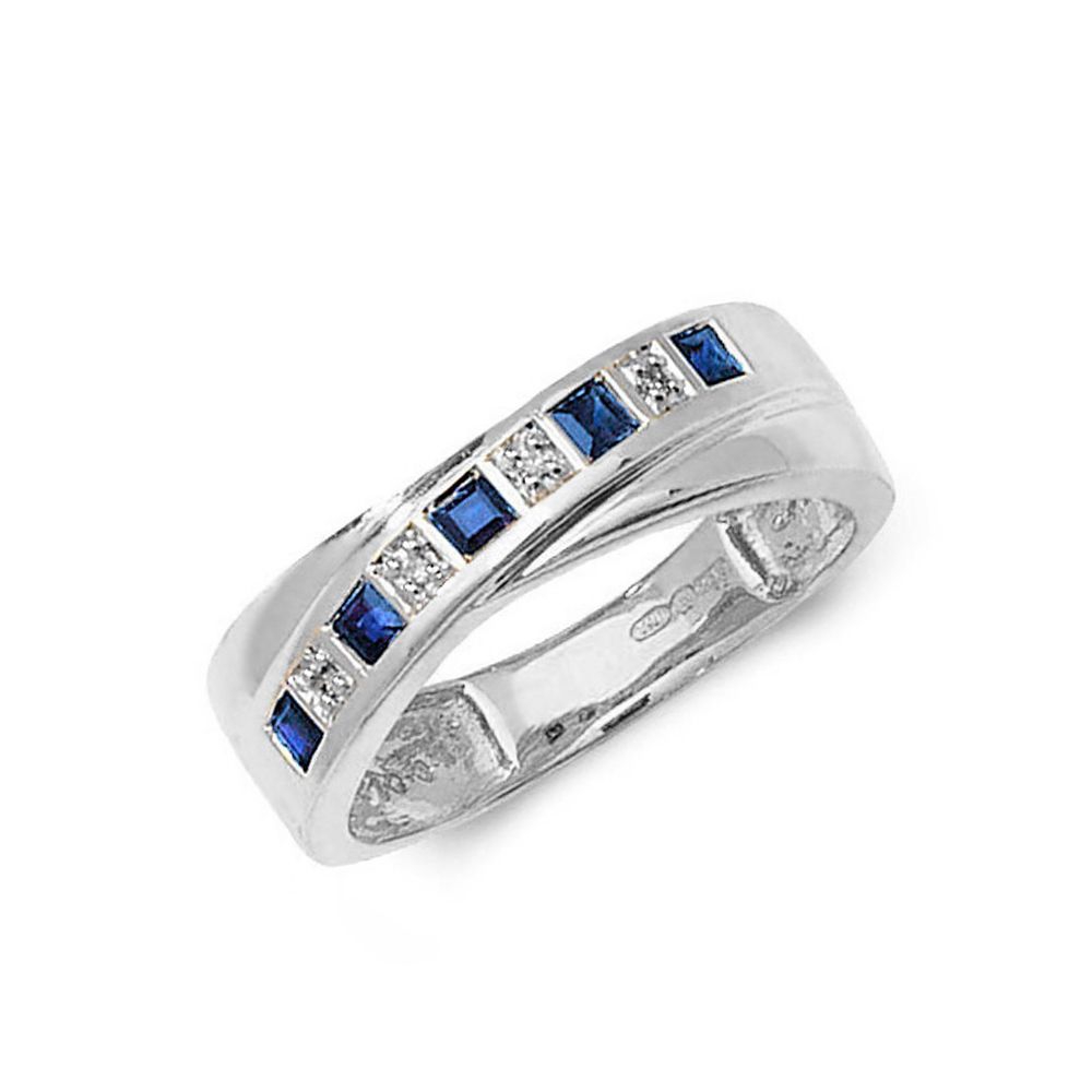 Cross Over Diamond and sapphire rings