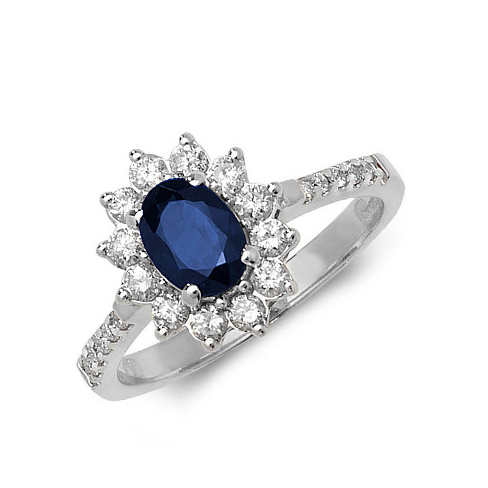 Gemstone Ring With 1ct Oval Shape Blue Sapphire and Diamonds