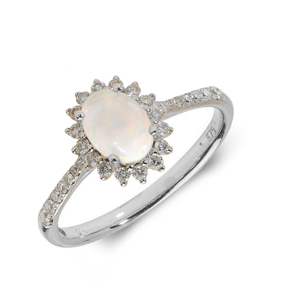 Gemstone Ring With 0.5ct Oval Shape Opal and Diamonds