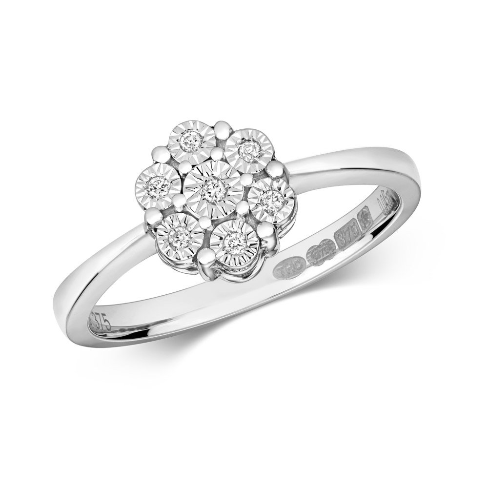 Flower Cluster  Illusion Set Diamond Ring (8.0mm)