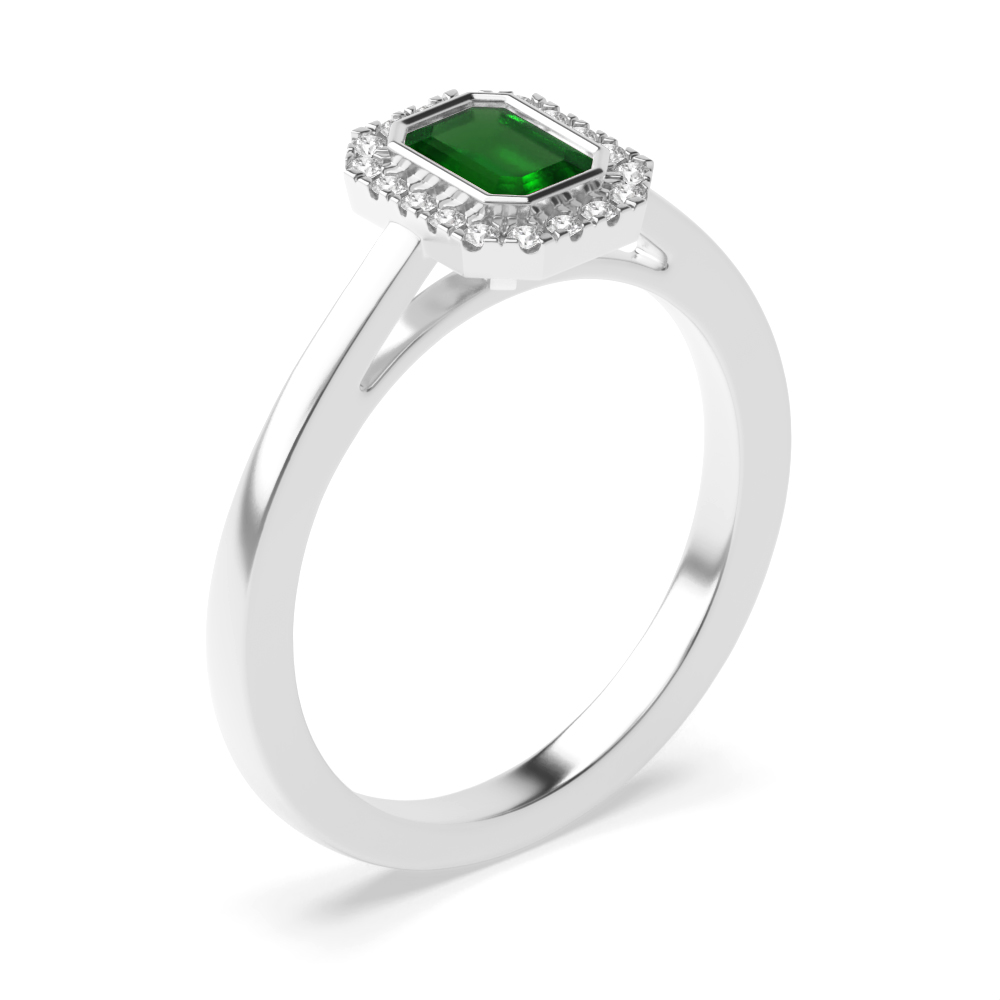 Gemstone Ring With 0.5ct Emerald Shape Emerald and Diamonds