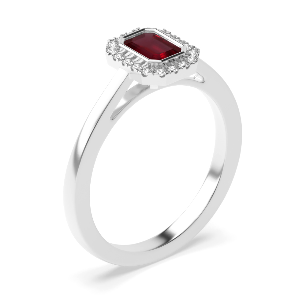 Gemstone Ring With 0.5ct Emerald Shape Ruby and Diamonds