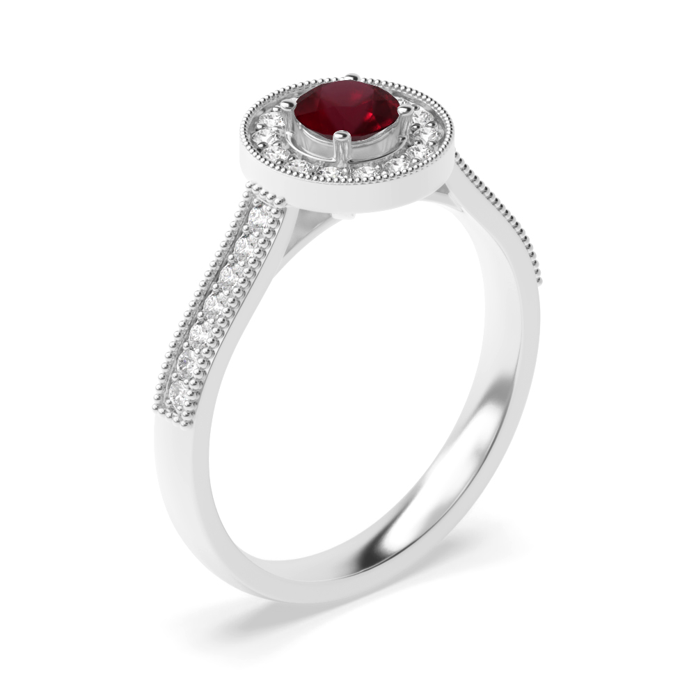 Gemstone Ring With 0.25ct Round Shape Ruby and Diamonds
