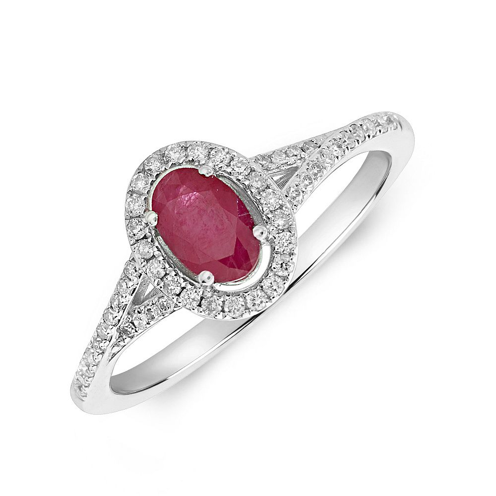 Gemstone Ring With 0.50ct Oval Shape Ruby and Diamonds