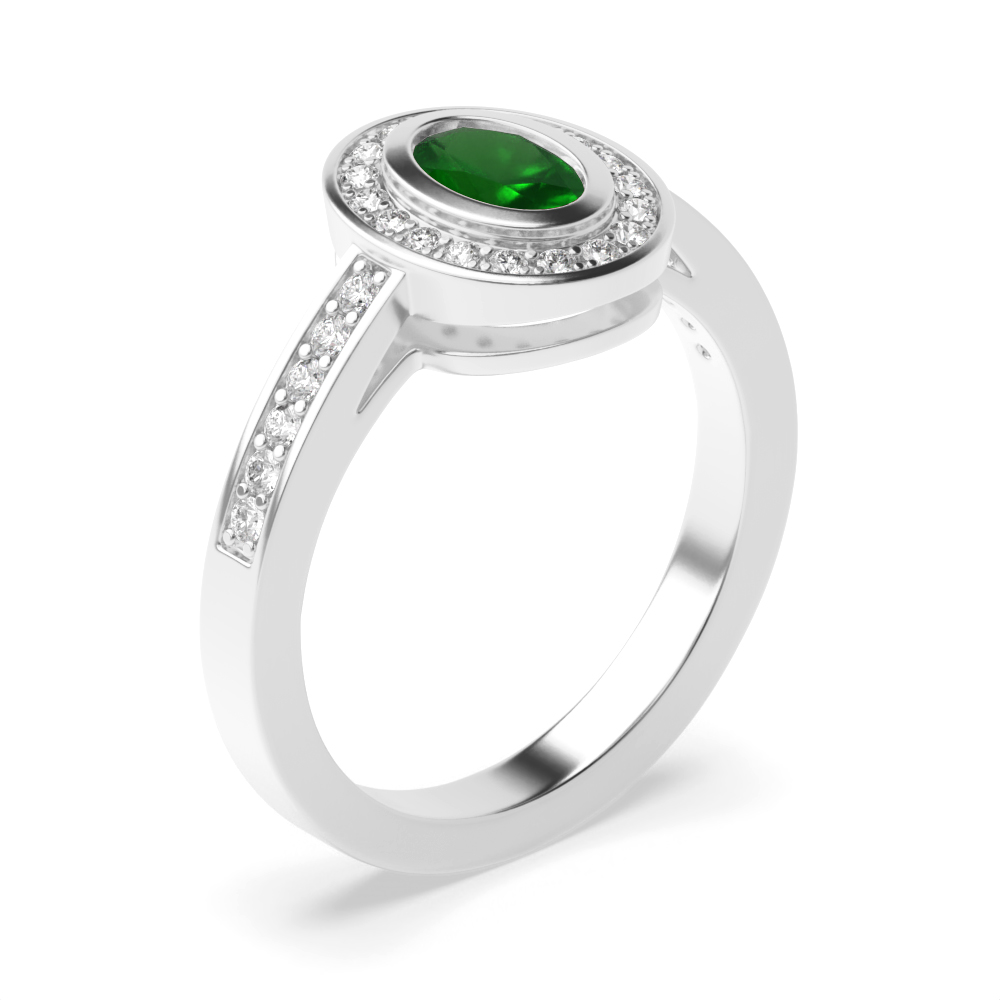 Gemstone Ring With 0.50ct Oval Shape Emerald and Diamonds