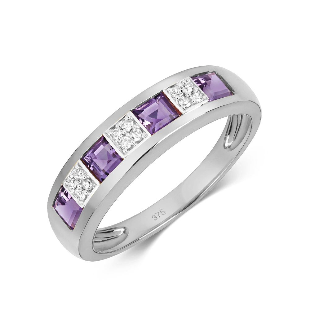 Diamond Cluster Diamond and Amethyst rings