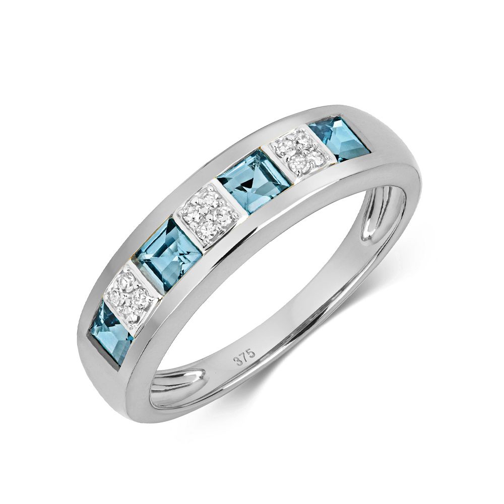 Diamond Cluster Diamond and Blue Topaz rings