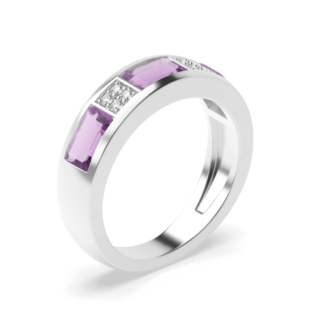 Rectangular Shape Diamond and amethyst rings