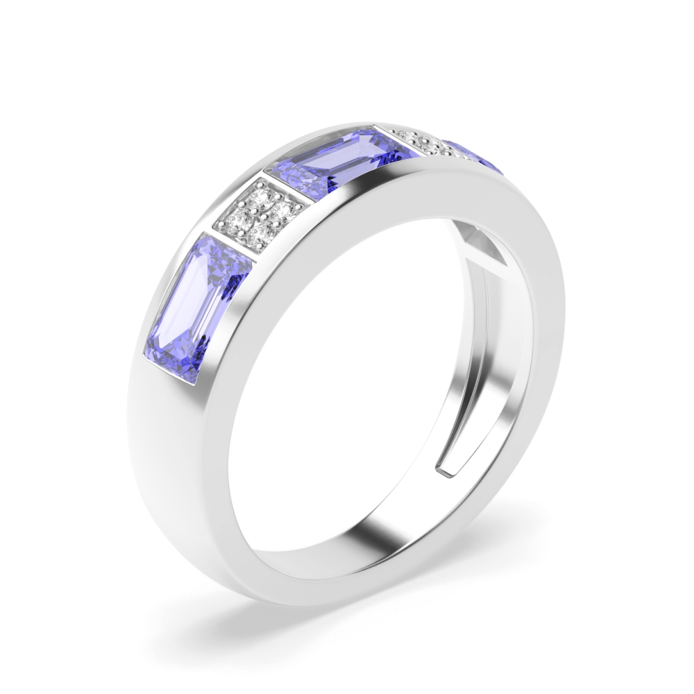 Rectangular Shape Diamond and Tanzanite rings