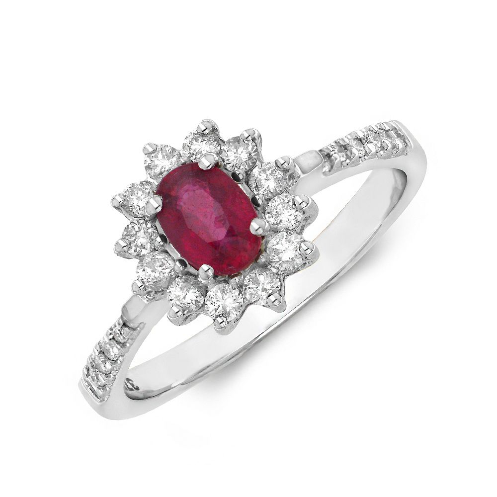 Gemstone Ring With 0.25ct Oval Shape Ruby and Diamonds