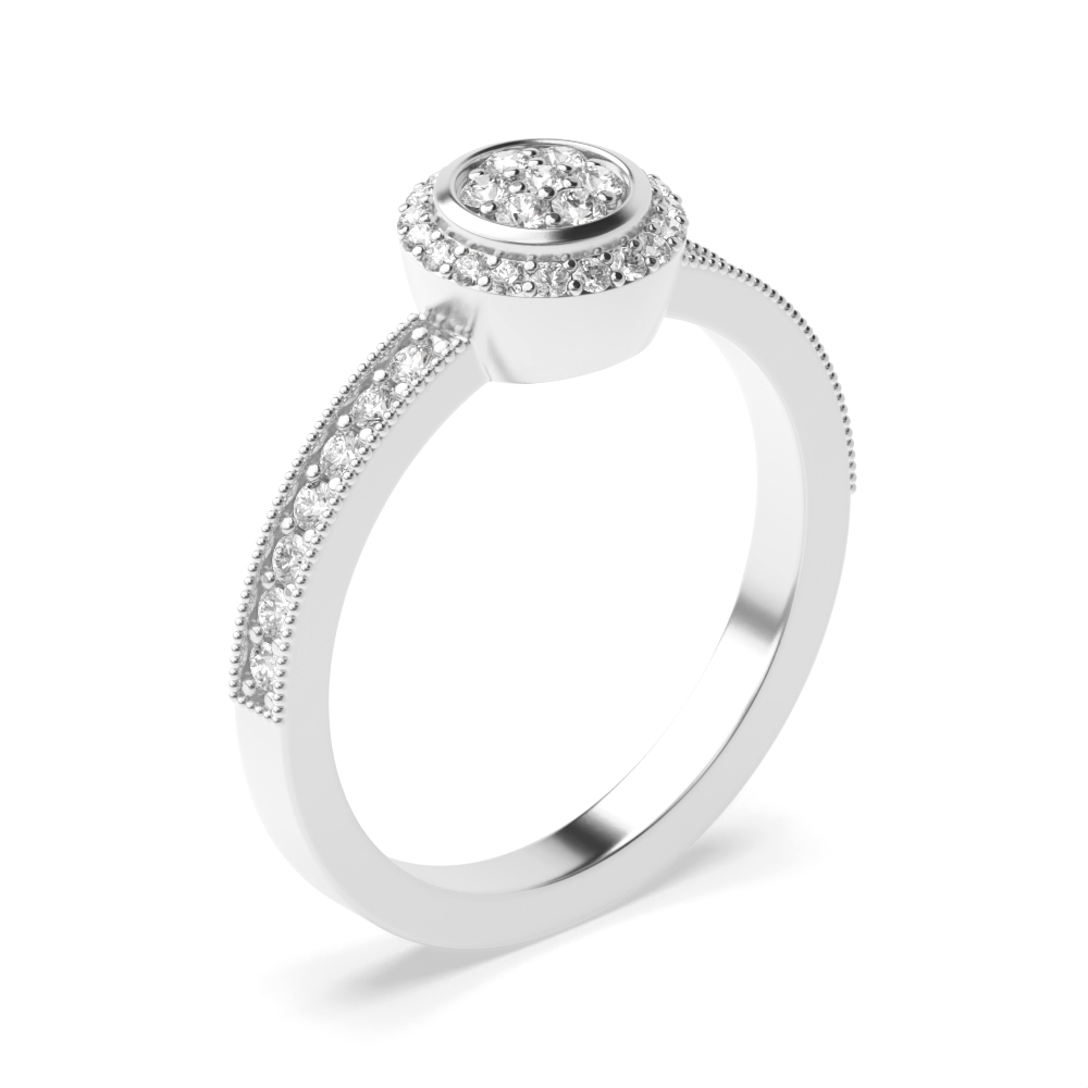Milligrain Halo Diamond Cluster Diamond Ring (8.0mm)