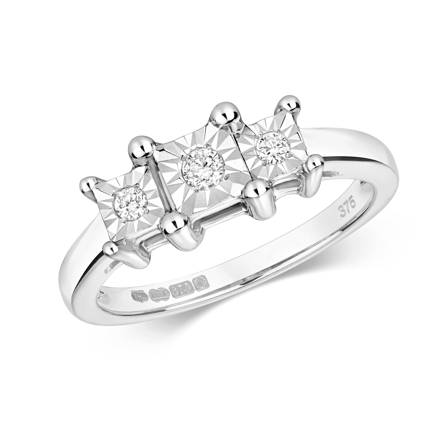 Square Shape Trilogy Illusion Set Engagement Ring (5.0mm)