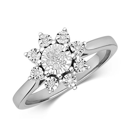 Big Flower Cluster Illusion Set Diamond Ring (10.0mm)