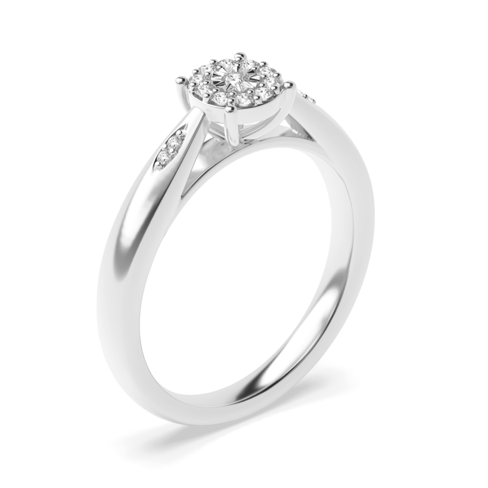 Illusion Set Side Stone Diamond Cluster Ring (5.0mm)