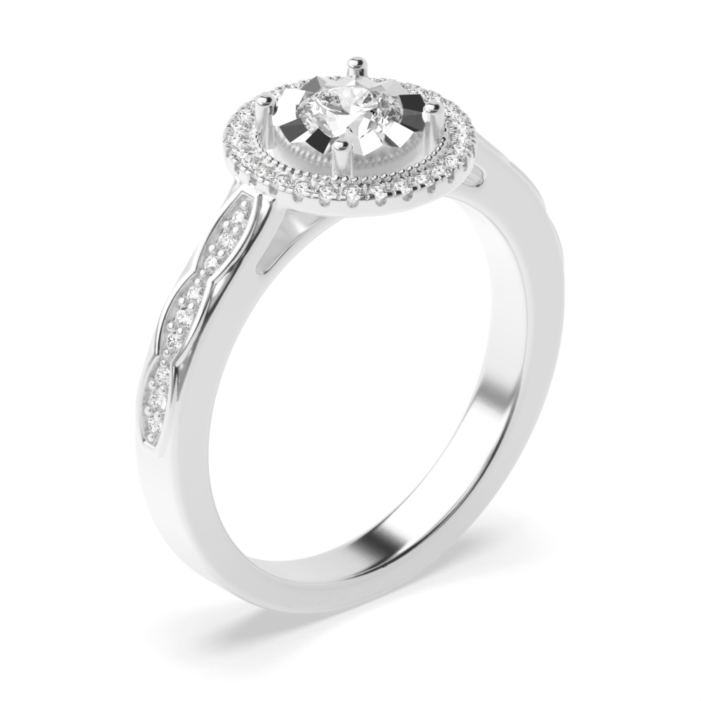 Vintage style Halo Illusion Set Engagement Ring (8.0mm)
