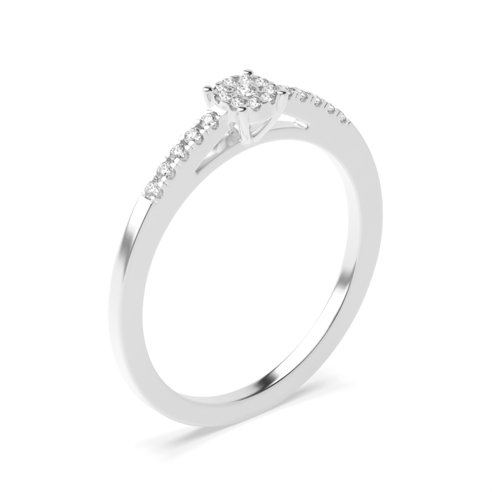 Side Stone Halo Illusion Set Engagement Ring (4.0mm &amp; 5.0mm)