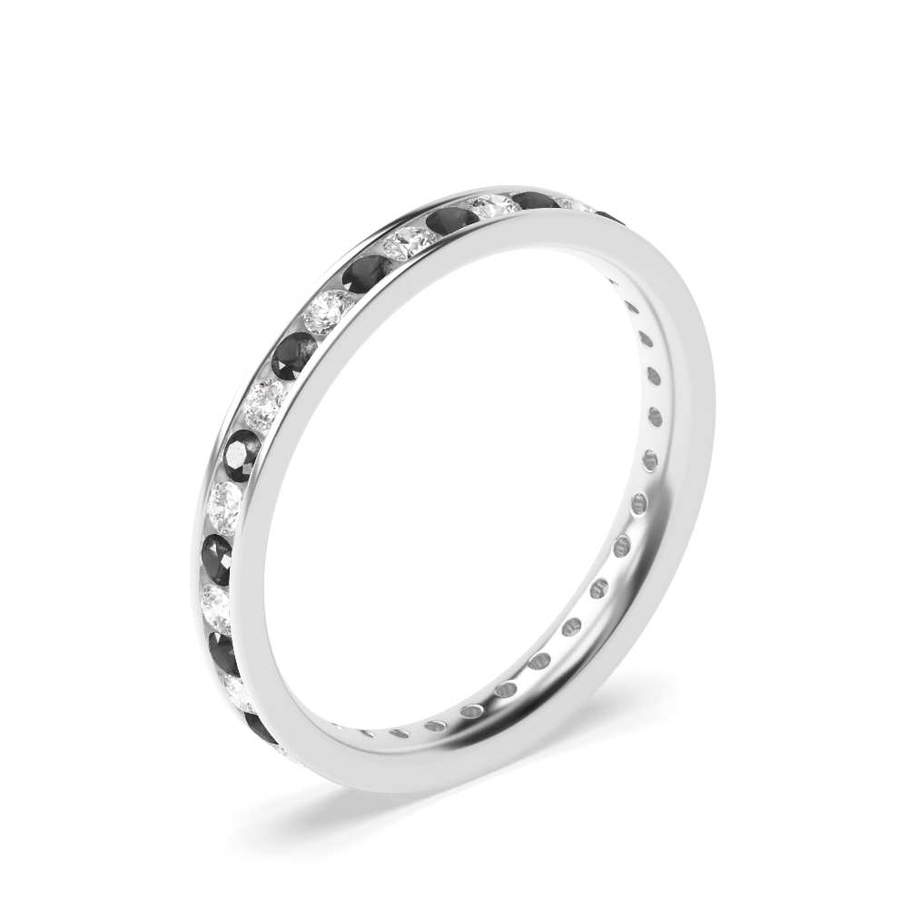 Channel Setting Round Full Eternity Black and White Diamond Rings (Available in 2.5mm to 3.5mm)