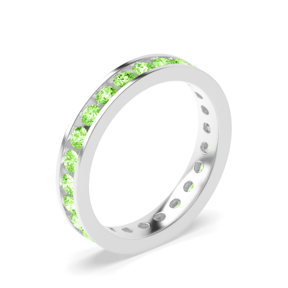 Channel Setting Round Prime Green Lab Grown Stacking Diamond Ring