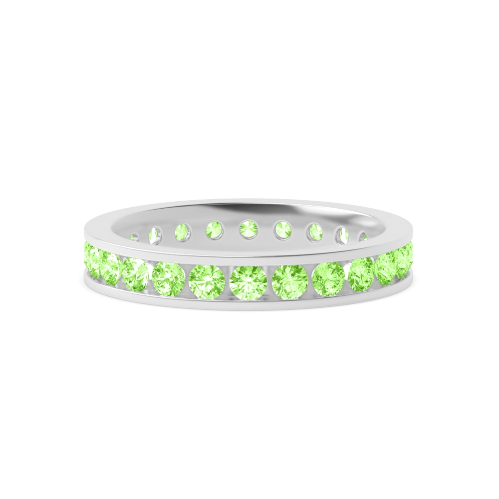 Channel Setting Round Prime Green Lab Grown Stacking Diamond Ring