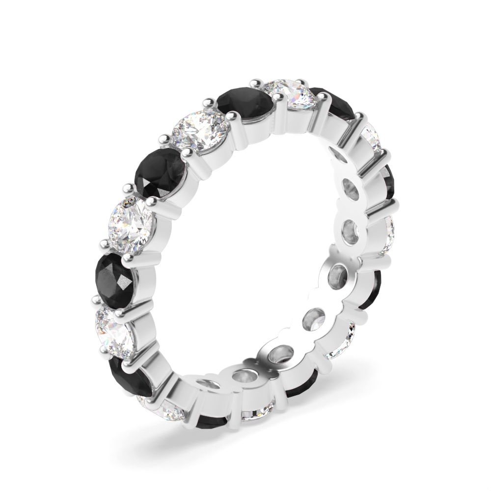 Prong Setting Round Full Eternity Black and White Diamond Rings (Available in 2.5mm to 3.5mm)
