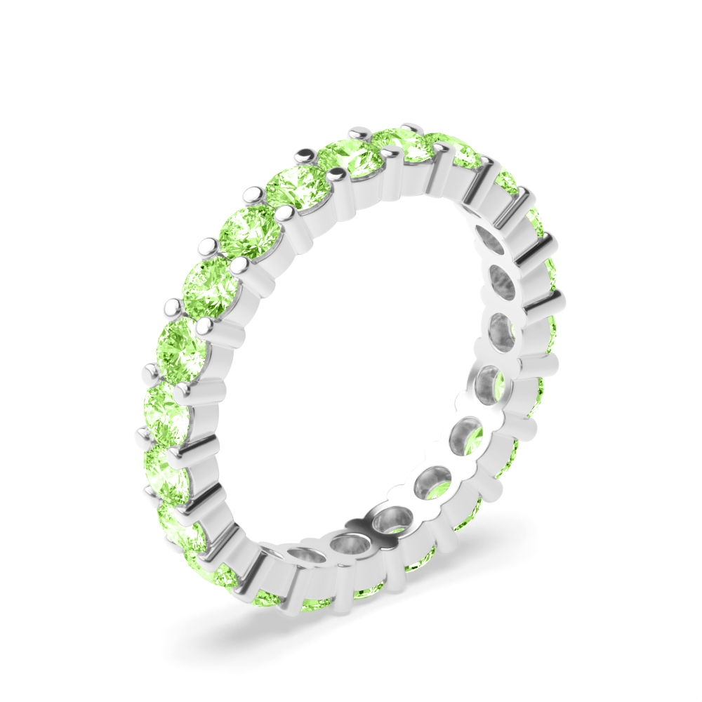 4 Prong Round Shared prongs Green Lab Grown Stacking Diamond Ring