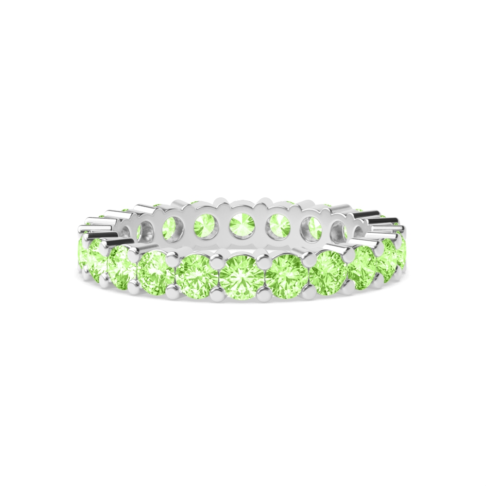 4 Prong Round Shared prongs Green Lab Grown Stacking Diamond Ring