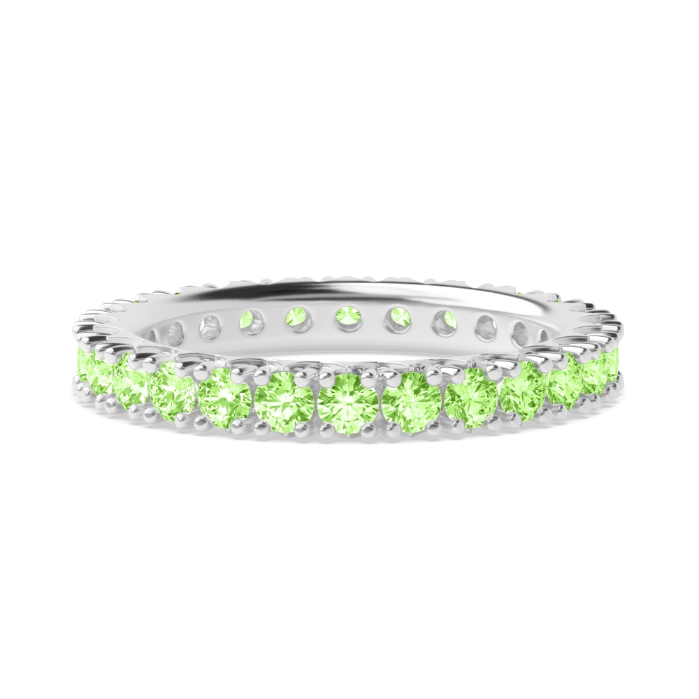 4 Prong Round Fishtail Green Lab Grown Stacking Diamond Ring