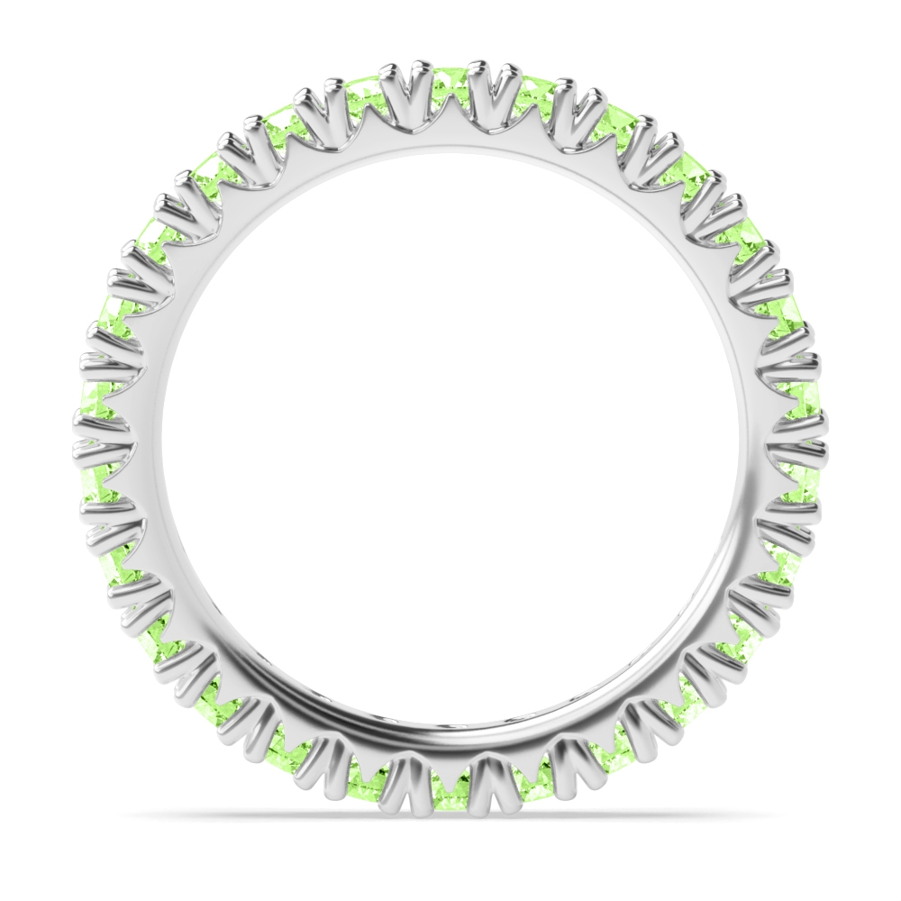 4 Prong Round Fishtail Green Lab Grown Stacking Diamond Ring