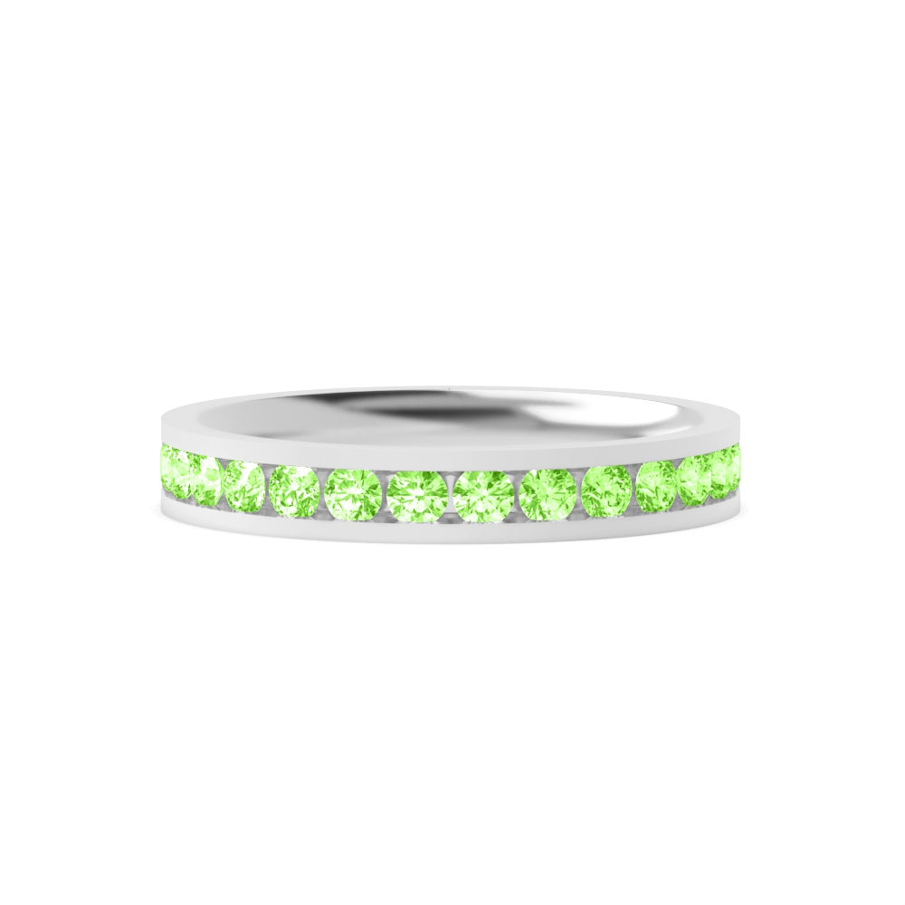 Channel Setting Round Flat Green Lab Grown Stacking Diamond Ring