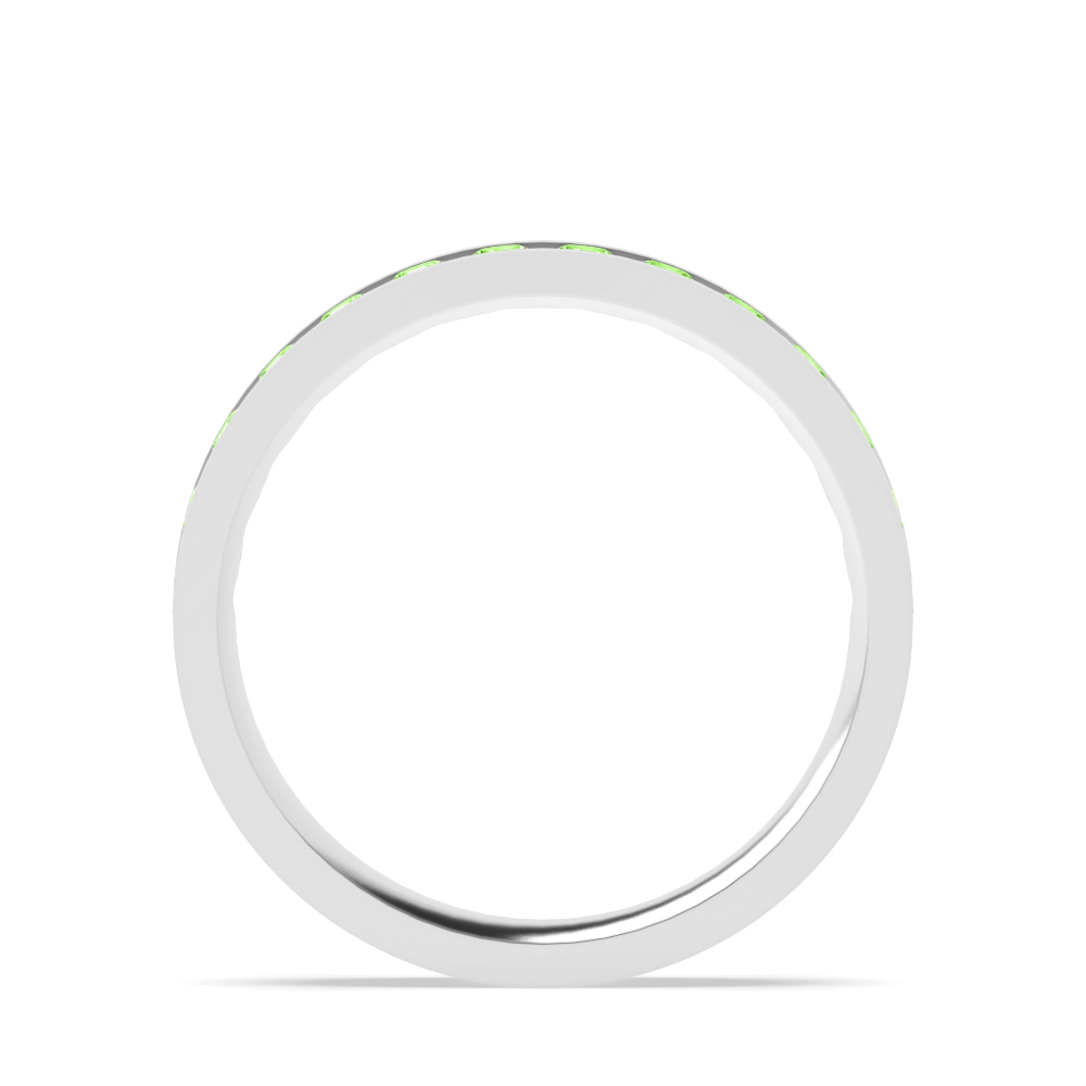 Channel Setting Round Flat Green Lab Grown Stacking Diamond Ring