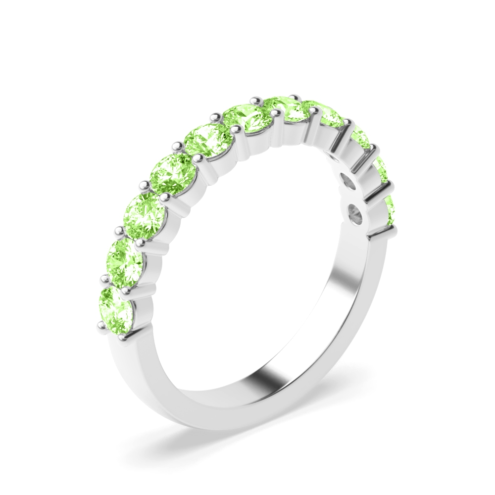 4 Prong Round Shared claw set Green Lab Grown Stacking Diamond Ring