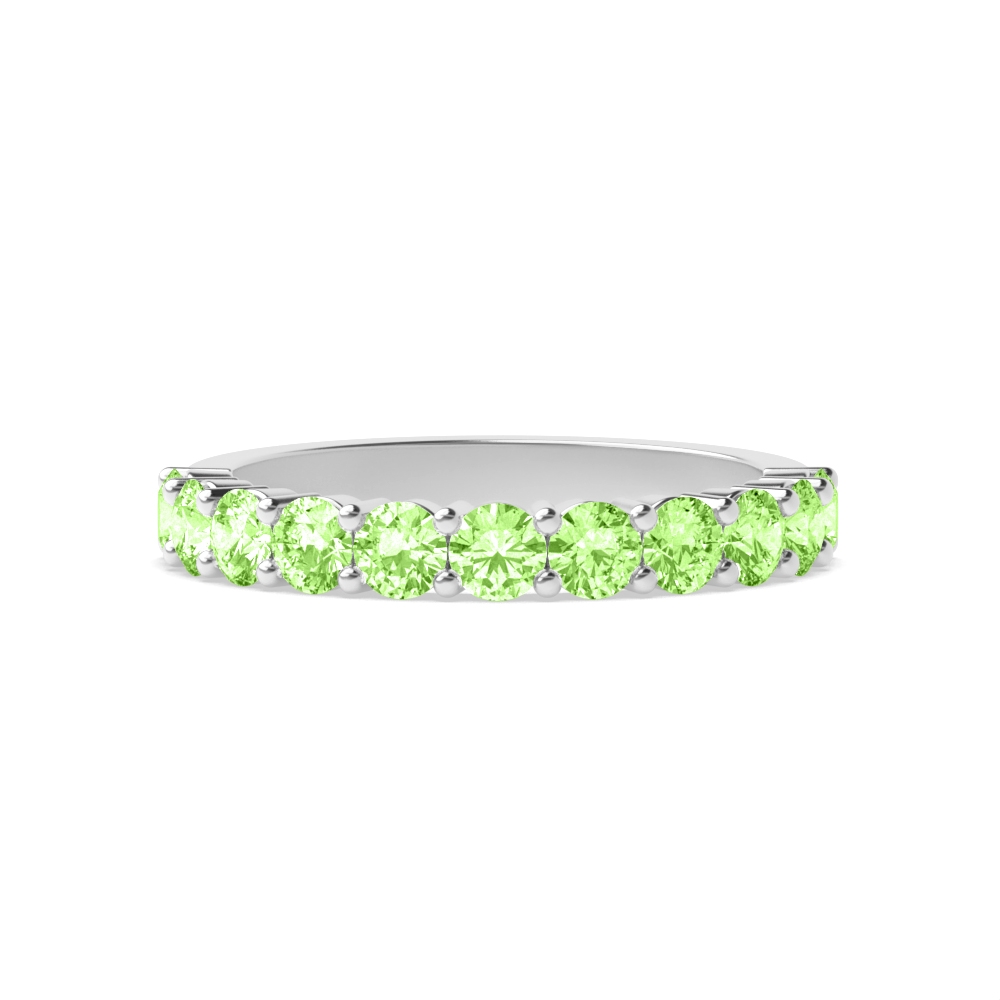 4 Prong Round Shared claw set Green Lab Grown Stacking Diamond Ring