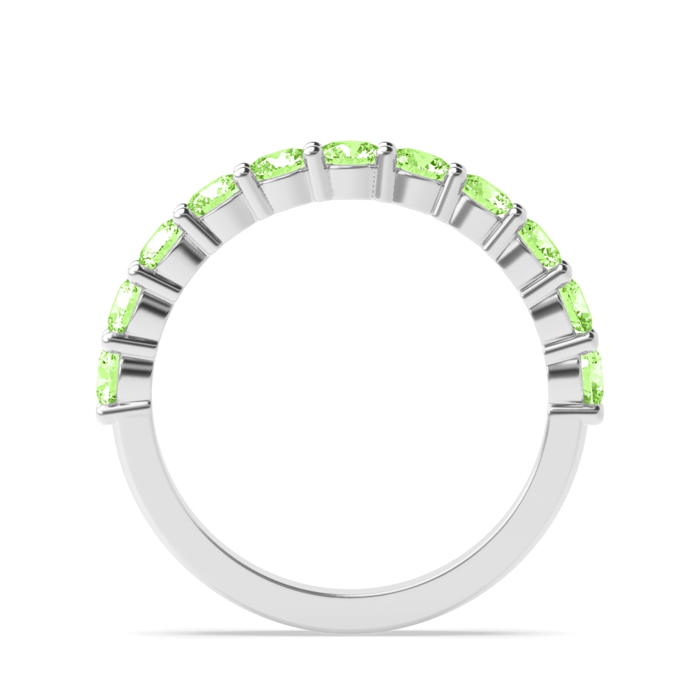 4 Prong Round Shared claw set Green Lab Grown Stacking Diamond Ring