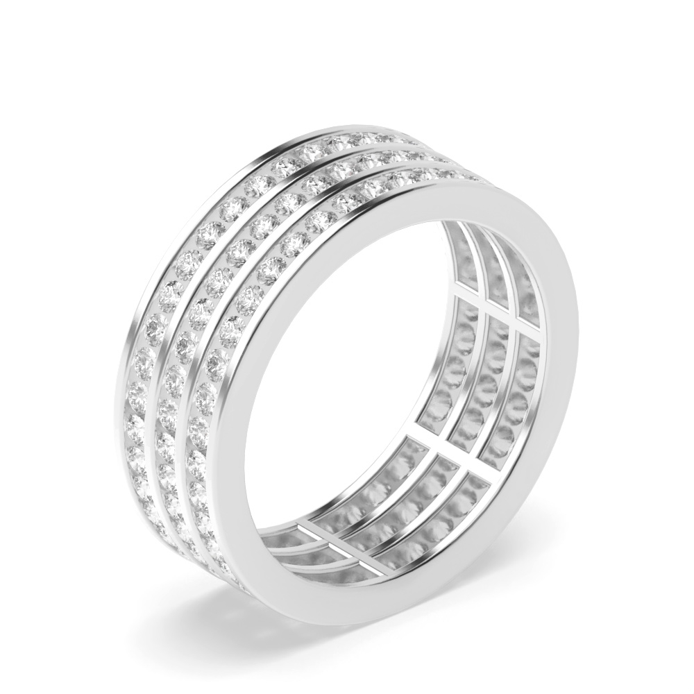 Channel Setting Three Row Diamond Full Eternity Ring (6.50mm)
