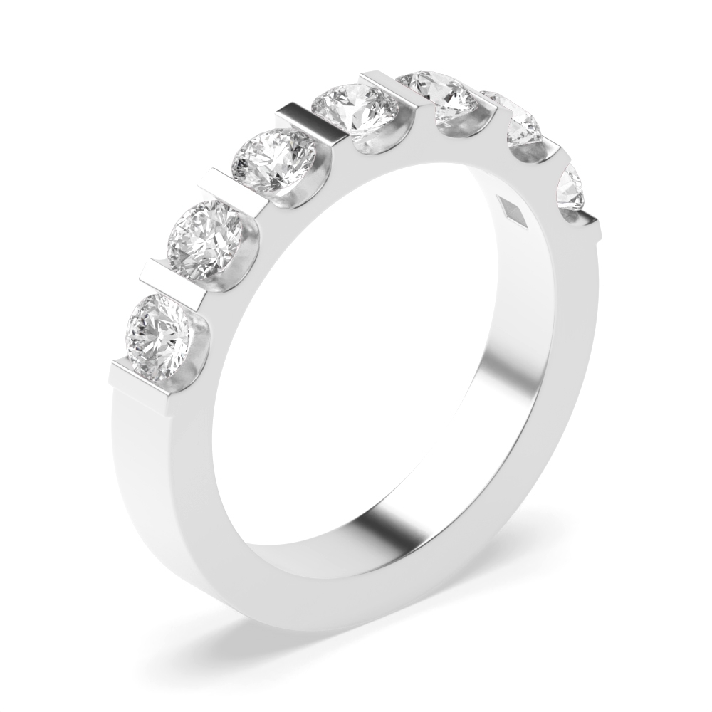 Bar Setting Round Shape 7 Stone Diamond Rings