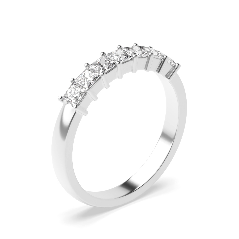Prong Setting Princess Shape 7 Stone Diamond Rings