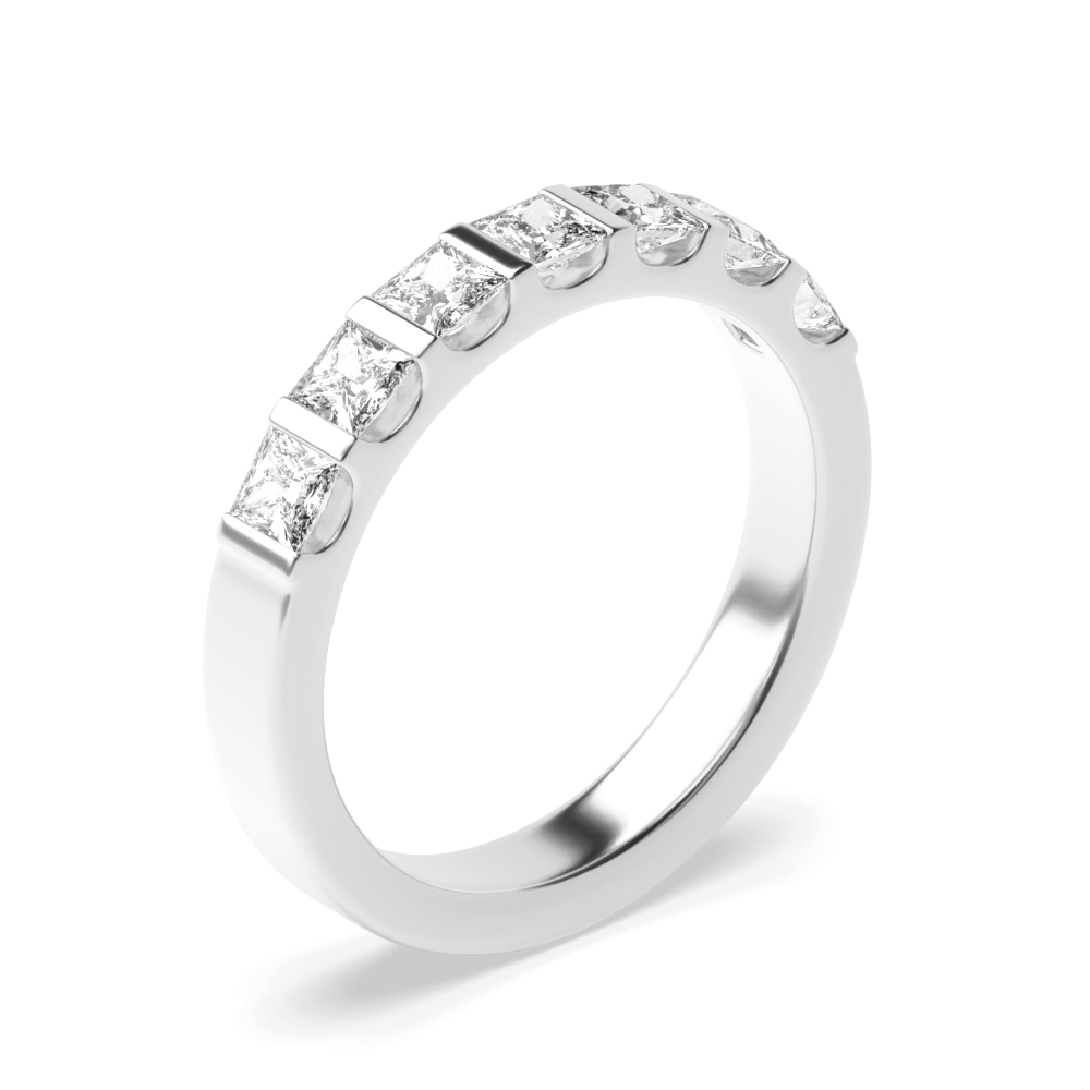 Bar Setting Princess Shape 7 Stone Diamond Rings