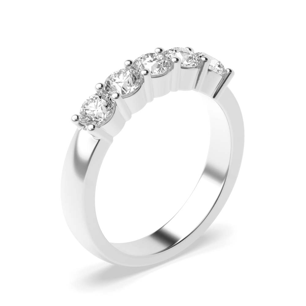 Prong Setting Round Shape 5 Stone Diamond Rings