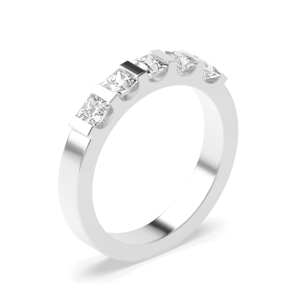Bar Setting Princess Shape 5 Stone Diamond Rings