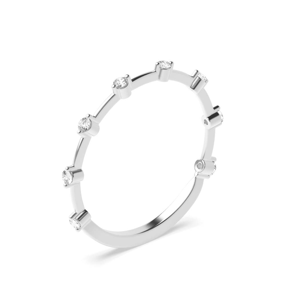 Prong Setting Round Shape Half Eternity White, Yellow &amp; Rose Gold Eternity Ring (1.4Mm)